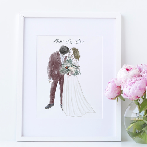 水彩画】デジタル似顔絵イラスト 結婚式 ウェルカムボード