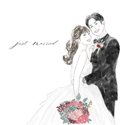 【水彩画】デジタル似顔絵イラスト  結婚式 ウェルカムボード 似顔絵 wedding イラスト 結婚祝 11枚目の画像