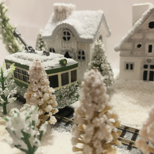 ミニチュア冬囲い雪吊りオブジェ