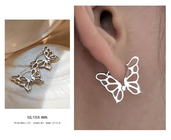 韓国ファッション　大人可愛い　蝶のピアス　アクセサリー 142 5枚目の画像