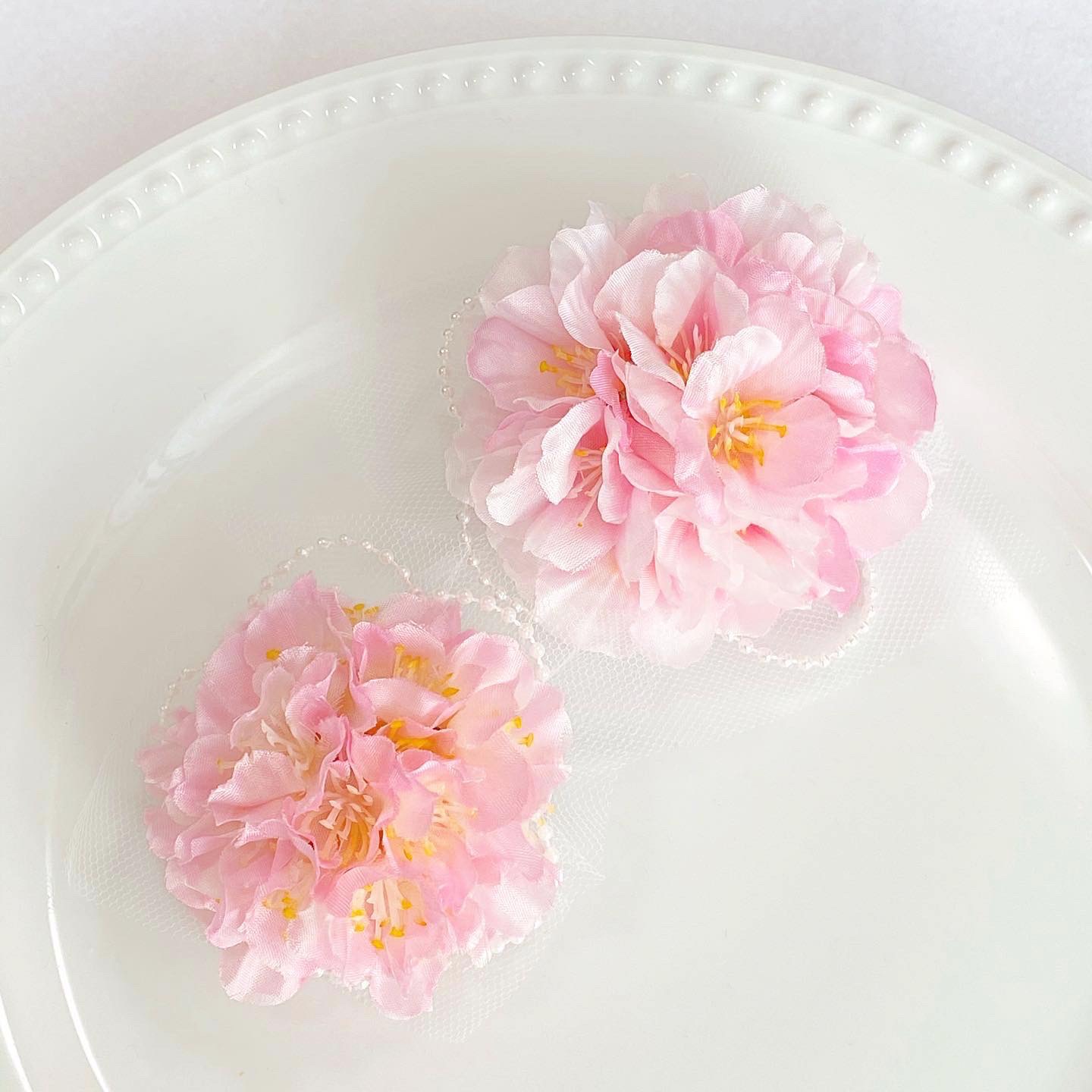 【親子でお揃い】桜とパールのブーケコサージュ（乃々葉）