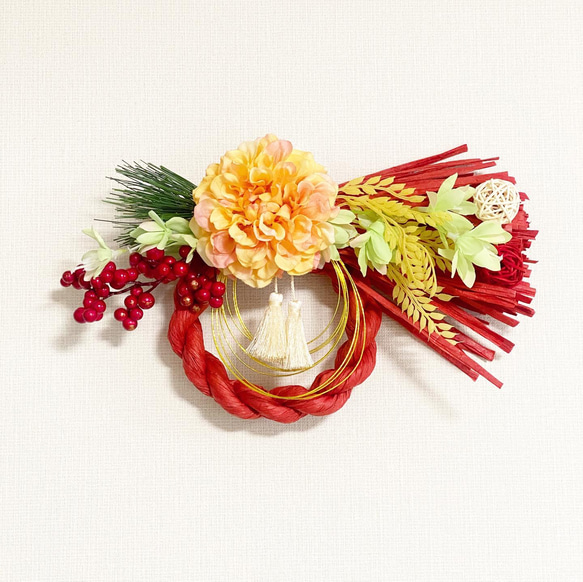 花しめ縄（朱）】お正月飾りお正月リースしめ飾り しめ縄・しめ飾り Le