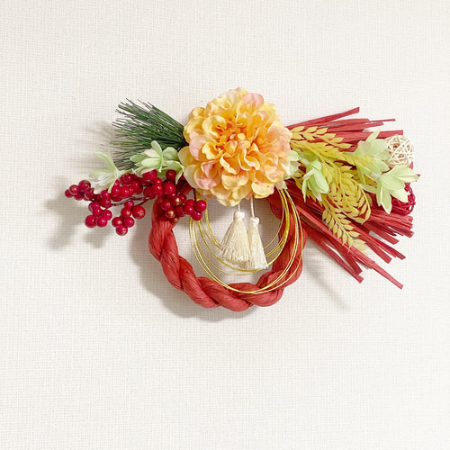 花しめ縄（朱）】お正月飾りお正月リースしめ飾り しめ縄・しめ飾り Le