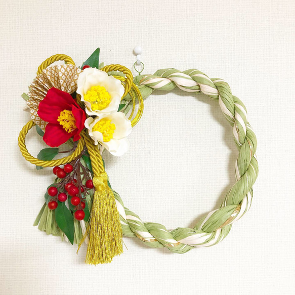 お正月飾り しめ縄リース 花しめ縄（和）】 お正月飾りお正月リースしめ飾り しめ縄・しめ飾り