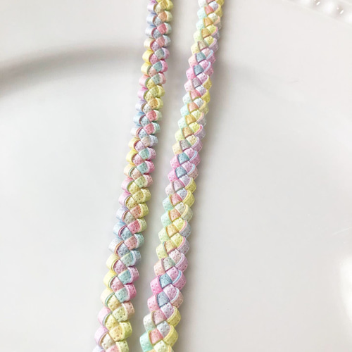 再販×3♡リボンレイのネックストラップ（パステルレインボー） ネック