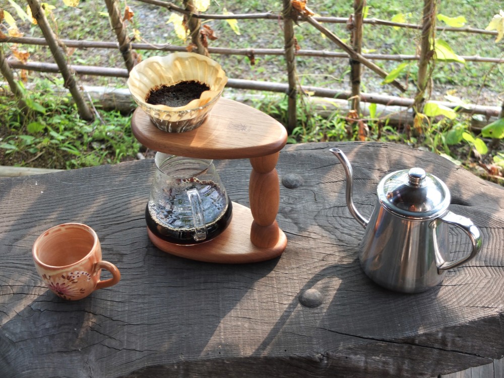 展示品SALE　コーヒー染めのドリップスタンド　コーヒー/ドリップコーヒー/木製
