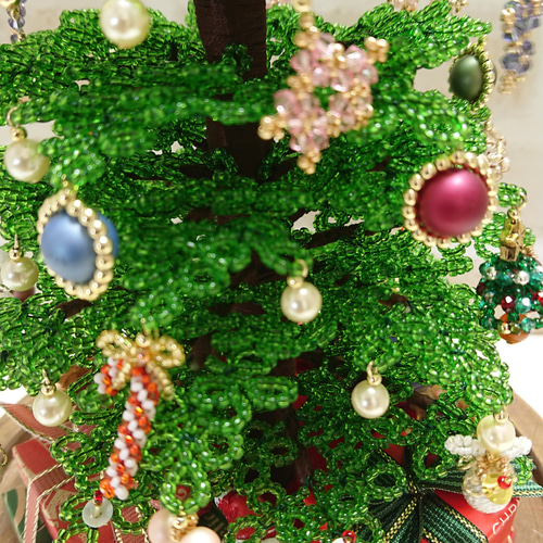ビーズのクリスマスツリー 黄緑 その他インテリア雑貨 アミジェ