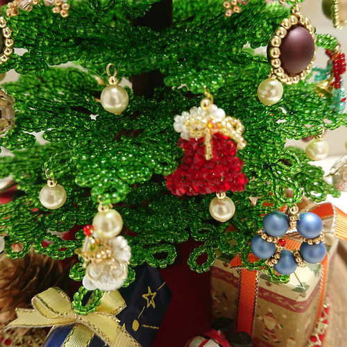 ビーズのクリスマスツリー 黄緑 その他インテリア雑貨 アミジェ