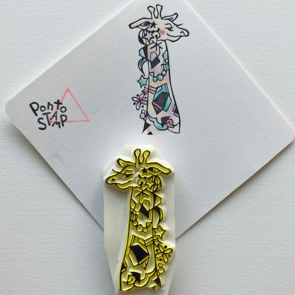 ★再販★【新作】消しゴムはんこ【Jewelry giraffe】 1枚目の画像