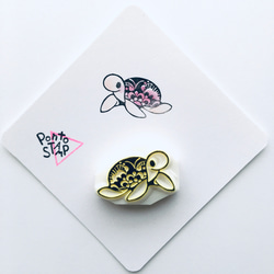 新作】【再販】消しゴムはんこ 模様カメ-A【亀】 はんこ・スタンプ