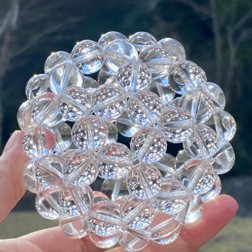 神聖幾何学 フラーレン 12mm球 天然水晶AAAA 手作り飾り用の台