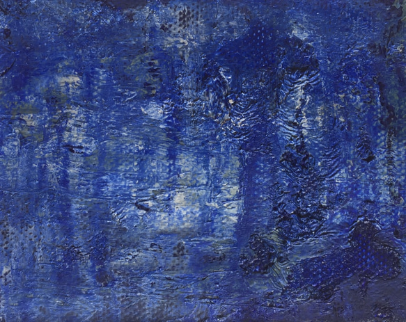 油絵 抽象画 Jiri Votruba作 油彩画 ブルー 青 額入り