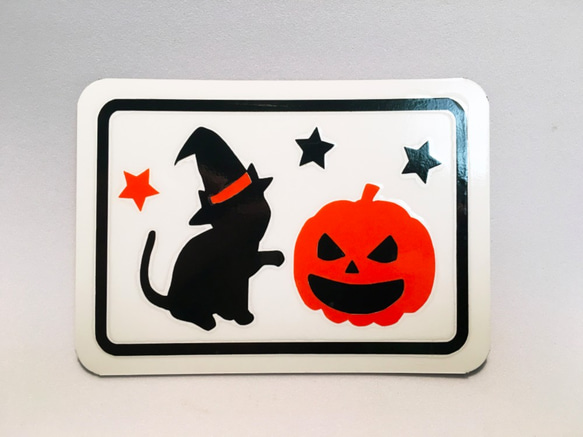 マグネットステッカー「ハロウィンの仔猫とかぼちゃ」（A7サイズ） 3枚目の画像
