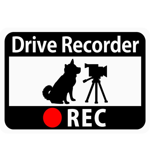 ドライブレコーダー搭載マグネットステッカー「柴わんことビデオカメラ」 (再剥離ステッカー) s26r 1枚目の画像