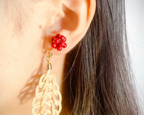 籐*rattan*Leaf ピアス/イヤリング 16KGP (K14gfピアス変更可