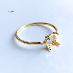 Silver925 リング空枠（爪留め）ラウンド6mm 18KGP 1個 金具・チェーン