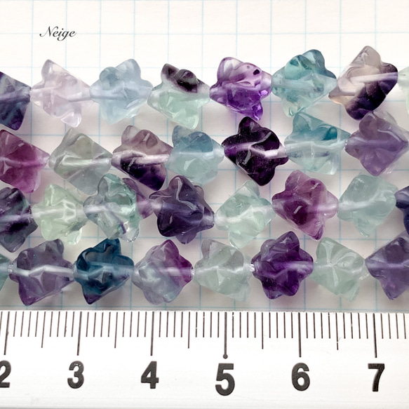 マルチカラーフローライトAA++　スター　ダイスカット　5粒　天然石パーツ 3枚目の画像