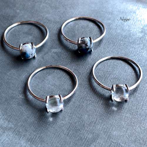 Silver925 リング空枠（爪留め）ラウンド6mm ロジウム 1個 天然石