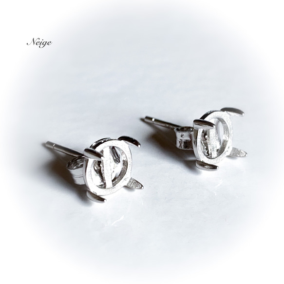 Silver925 4本爪ピアスポスト空枠＆キャッチ 1個 金具・チェーン