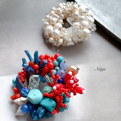 サマーコーラル　ドーナツブローチ【限定1個】 5枚目の画像