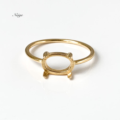 Silver925 リング空枠（爪留め）横向きオーバル8×6mm 18KGP 1個 金具