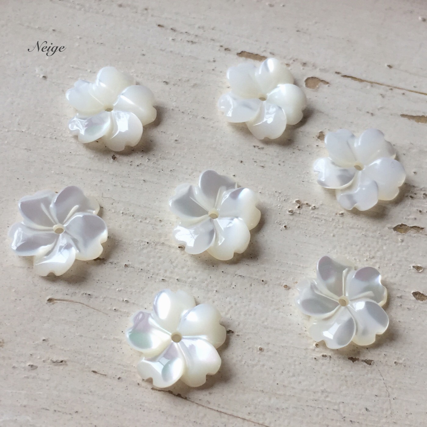薔薇彫り ピアス 白蝶貝シェル 【新品未使用】silver 1232 手彫り