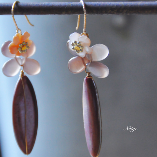 高品質ピンクシェル（白蝶貝）AAA フラワー 10mm 天然石 Neige