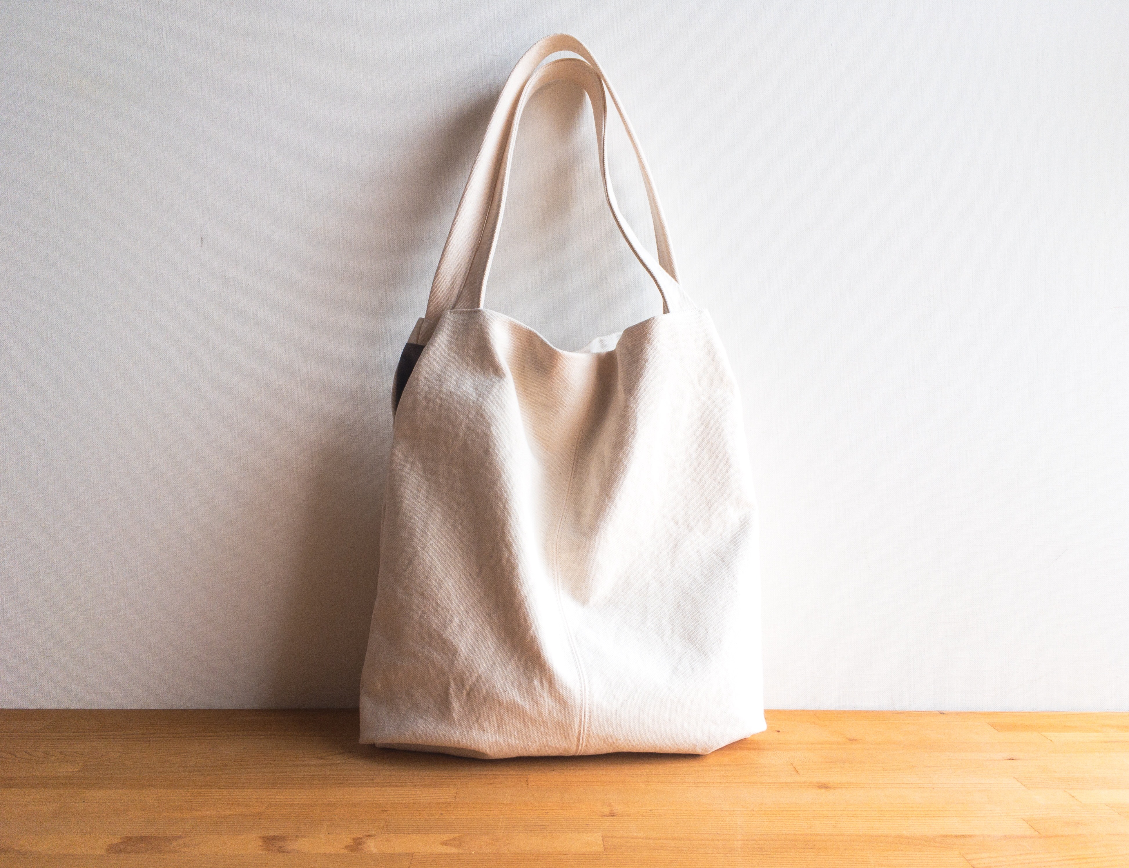 【受注制作】斜め開きのトート・生成り