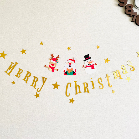 【クリスマスガーランド】Gold  ペーパークラフト 壁面装飾 POP パーティー装飾 5枚目の画像