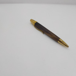 木製ボールペン/結ペンあかつき/黒柿くろかき　しま杢/ゴールド 7枚目の画像