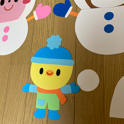 オーダー受付中】雪だるま 壁面飾り くま うさぎ 冬 クリスマス