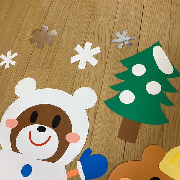 【オーダー受付中】雪だるま 壁面飾り くま うさぎ 冬 クリスマス 壁面装飾 保育園 幼稚園 飾り 保育 壁面 8枚目の画像