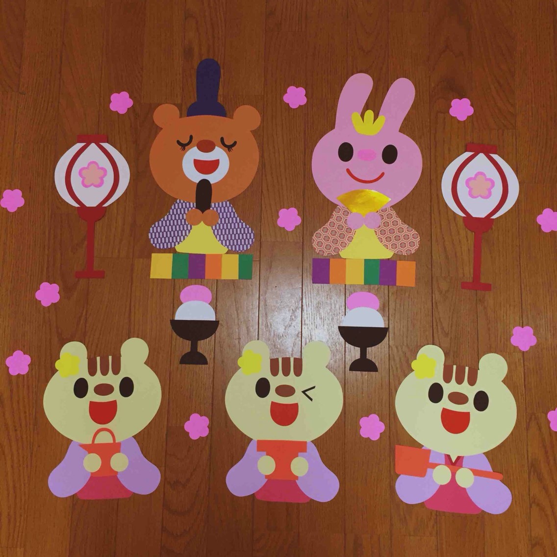 商談中ꕥうさぎのお雛様ガーランド　ひなまつり　桃の節句　壁面飾り　ミニチュア 商談中ꕥうさぎのお雛様ガーランド ひなまつり 桃の節句 壁面飾り