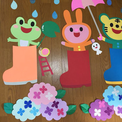 【オーダー受付中】長靴で遊ぼう♪ ６月 梅雨 壁面装飾 壁面飾り 保育園 幼稚園 病院等 雨 2枚目の画像