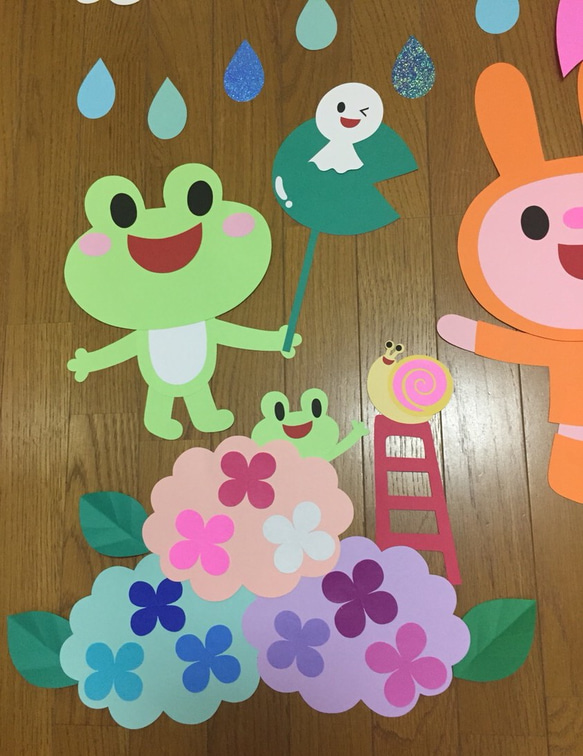 【オーダー受付中】雨の日楽しいな♪ ６月 梅雨 壁面飾り 保育園幼稚園等 3枚目の画像