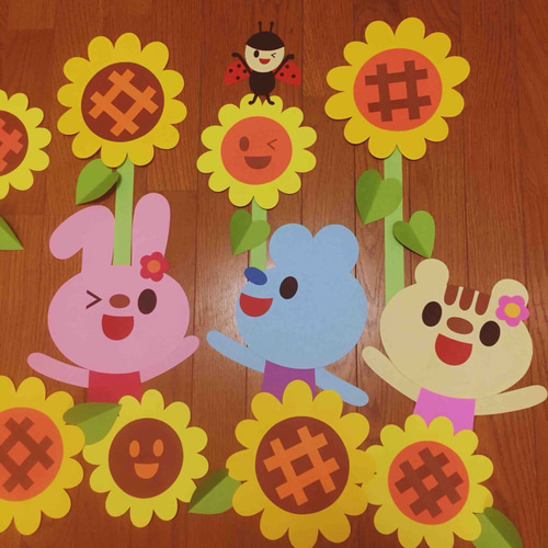 ♥A*B♡ひまわり飾り。ひまわりうさぎちゃん*♡可愛い七夕飾り*♡♥ Amazon.co.jp: 壁面飾り 夏 ② ひまわり せみ うさぎ 木 花 風船