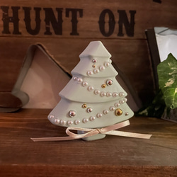 Xmasアロマストーン　自立するクリスマスツリー　無料ギフトBOX アンティークグリーン 4枚目の画像