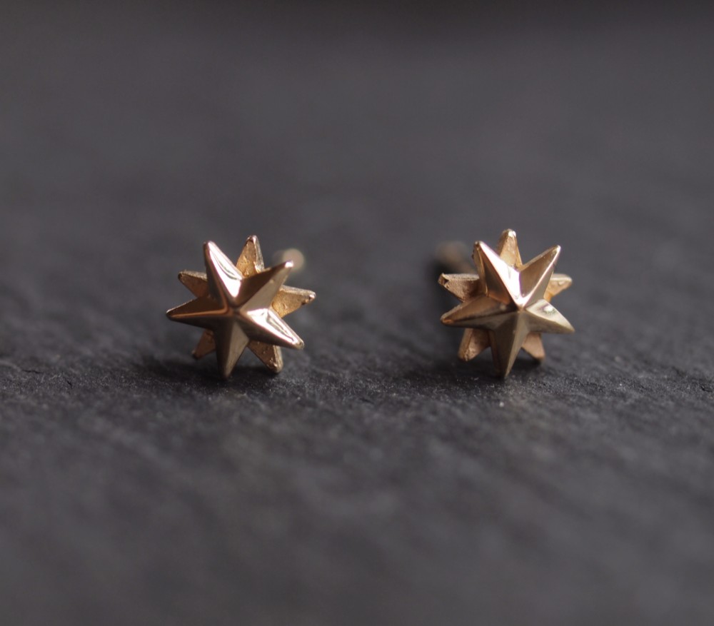 【受注製作】北極星(小）の一粒ピアス金色