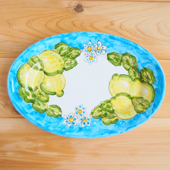 オーバル皿 26cm OVL014 マヨリカ焼き イタリア陶器 大皿 CERAMICHE
