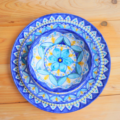 ボウル 14cm COP013 マヨリカ焼き イタリア陶器 青い陶器 お椀・ボウル