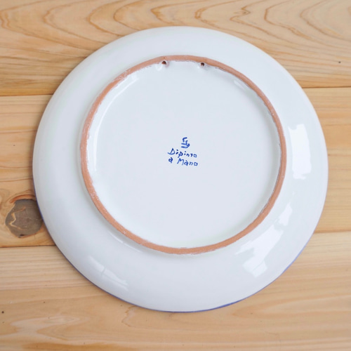 絵皿 20cm GEO014 マヨリカ焼き イタリア陶器 青いお皿 幾何学