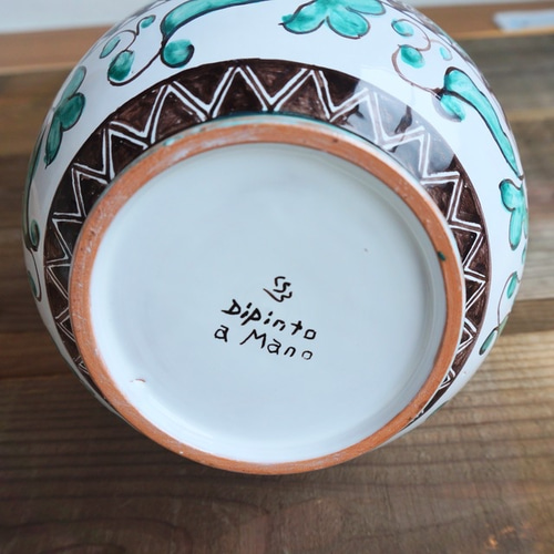 陶器製プランター 植木鉢カバー 14cm プランター マヨリカ焼き