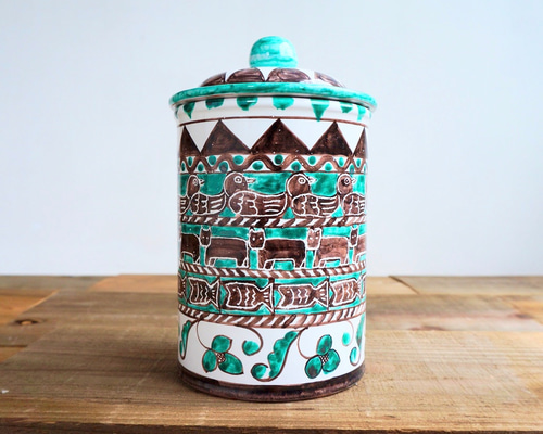 キャニスター 大 CAN003 蓋付き陶器 マヨリカ焼き イタリア陶器 その他
