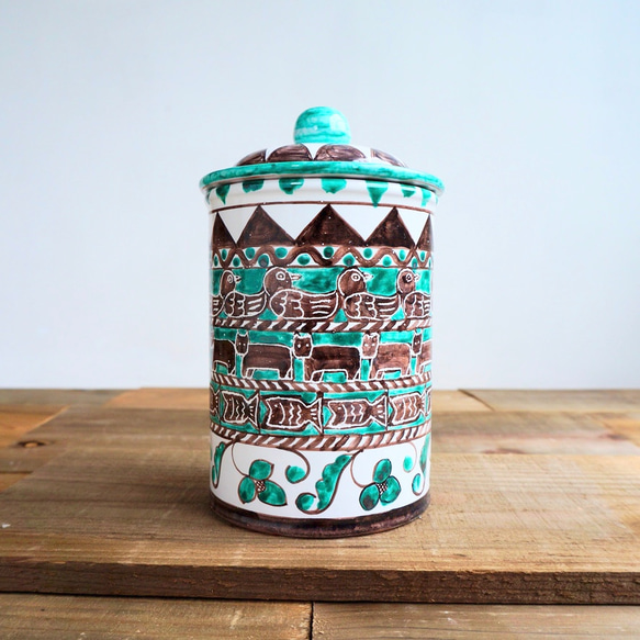 キャニスター 大 CAN003 蓋付き陶器 マヨリカ焼き イタリア陶器 その他