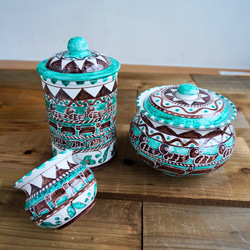 蓋付き陶器　ボンボニエール CAN002　お菓子入れ マヨリカ焼き イタリア陶器　 3枚目の画像