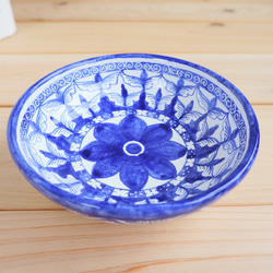 ボウル 14cm COP002 マヨリカ焼き イタリア陶器　幾何学模様　青い器 1枚目の画像