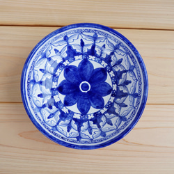 ボウル 14cm COP002 マヨリカ焼き イタリア陶器　幾何学模様　青い器 4枚目の画像