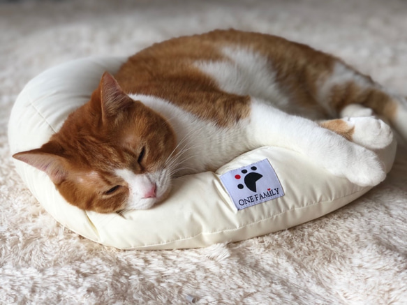 羽毛を使った高級円形ペットベッド　羽毛クッションベッド＋専用カバーセット 2枚目の画像