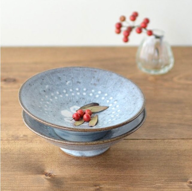 わら灰釉象嵌深皿2