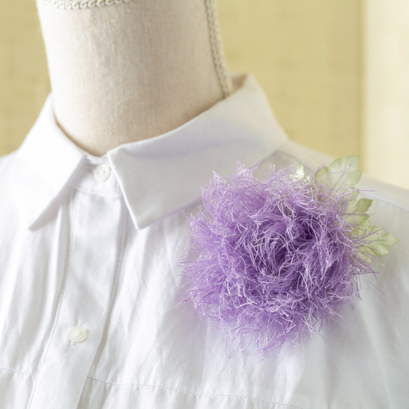【遠州織物・アップサイクルジュエリー】糸菊のコサージュ 1枚目の画像